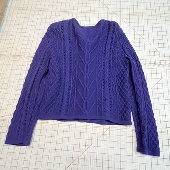 Austrian Wool Geiger Collections Royal Purple Textured Knit Cardigan Tag/Size 36 - Picture 11 of 16